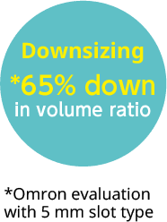 Downsizing *65% downin volume ratio *Omron evaluation with 5 mm slot type