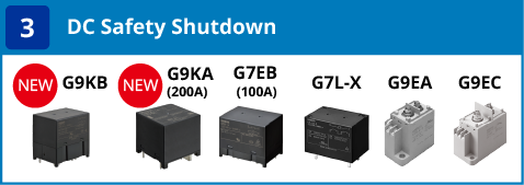 (3) DC Safety Shutdown:G9KB(NEW) / G9KA(200A)(NEW) / G7EB(100A) / G7L-X / G9EA / G9EC