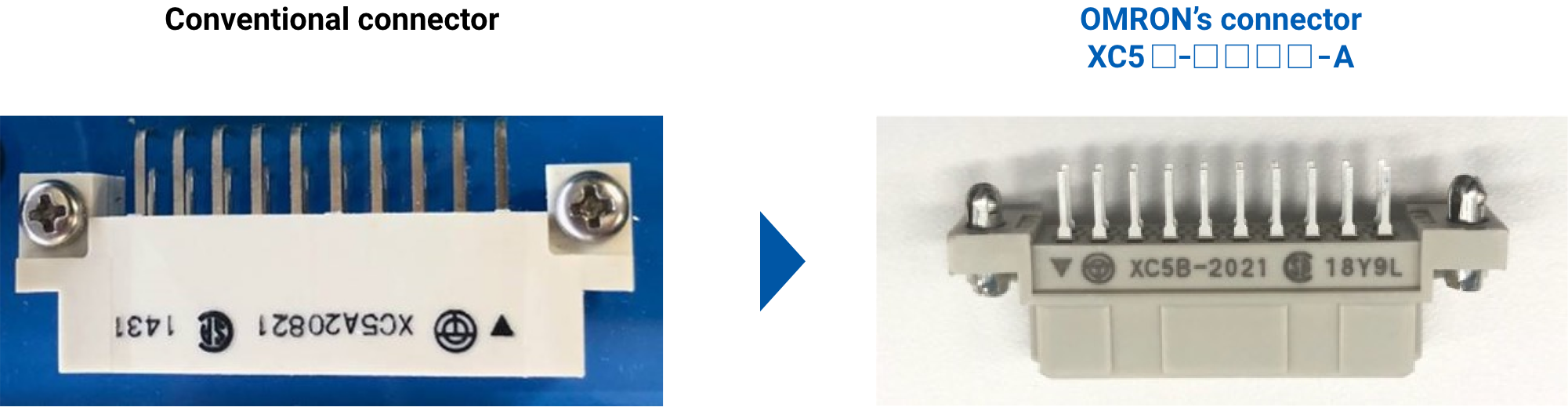 Conventional connector => OMRON's connector XC5□-□□□□-A