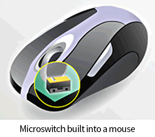 Microswitch built into a mouse