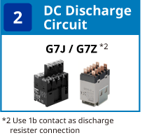 (2) DC Discharge Circuit:7/G7Z(Use 1b contact as discharge resister connection)