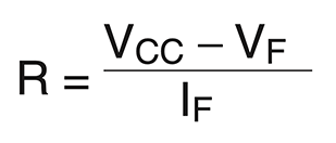 R = VCC - VF / IF