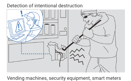 Detection of intentional destruction (Vending machines, security equipment, smart meters)