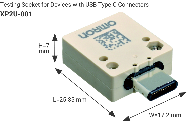 Testing Socket for Devices with USB Type C Connectors XP2U-001 W17.2mm×L25.85mm×H7mm