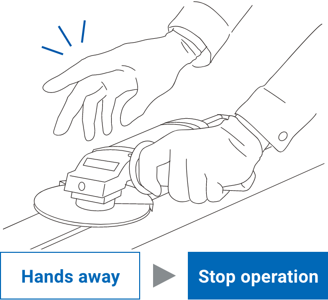 Hands away => Stop operation
