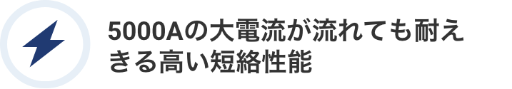 5000Aの大電流が流れても耐えきる高い短絡性能