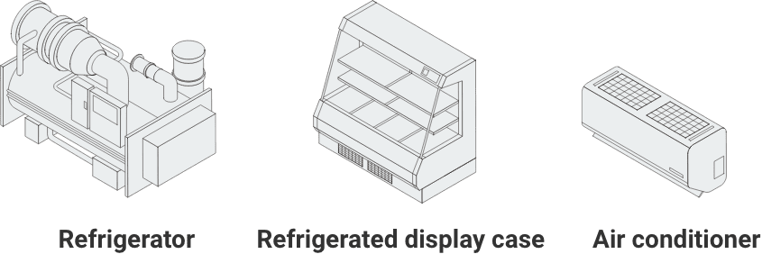 Refrigerator, Refrigerated display case, Air conditioner