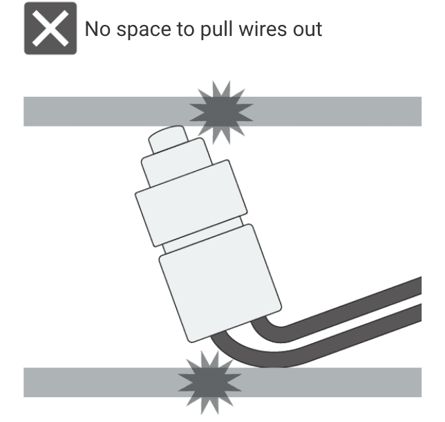 No space to pull wires out.