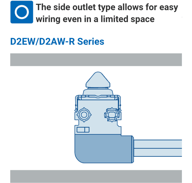 The side outlet type allows for easy wiring even in a limited space.