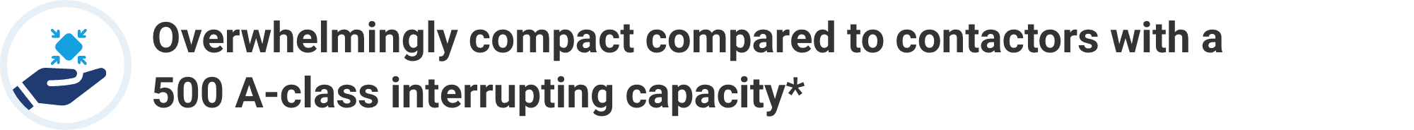 Overwhelmingly compact compared to contactors with a 500 A-class interrupting capacity