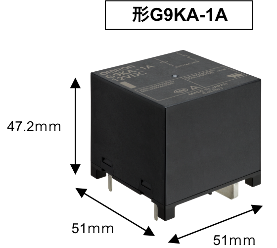 高容量PCBパワーリレー 形G9KA 47.2mm✕51mm✕51mm
