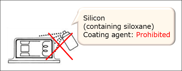 Silicon (containing siloxane) Coating agent:   Prohibited
