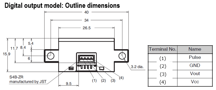 Digital output model: Outline dimensions