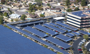 Commercial building with solar panels