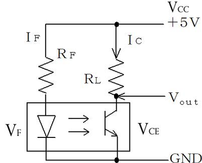 Circuit with a grounded Phototransistor