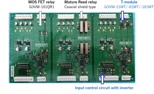 MOS FET relay G3VM-101QR1, Mature Reed relay Coaxial shield type, T-module G3VM-21MT/-61MT/-101MT, Input control circuit with inverter