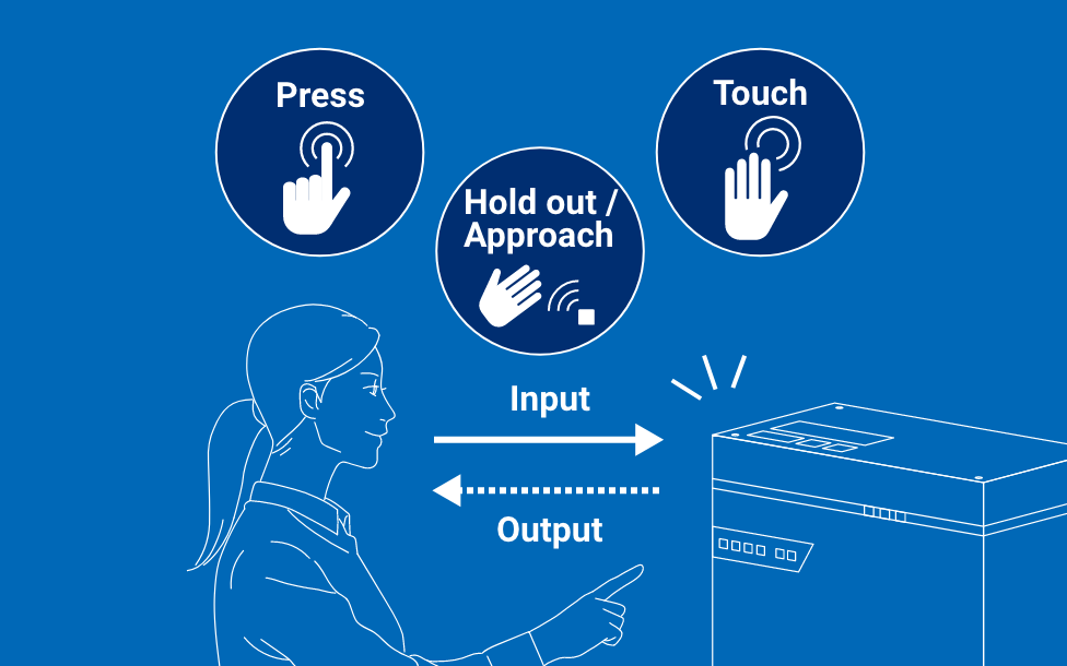 Press/Touch, Hold out / Approach